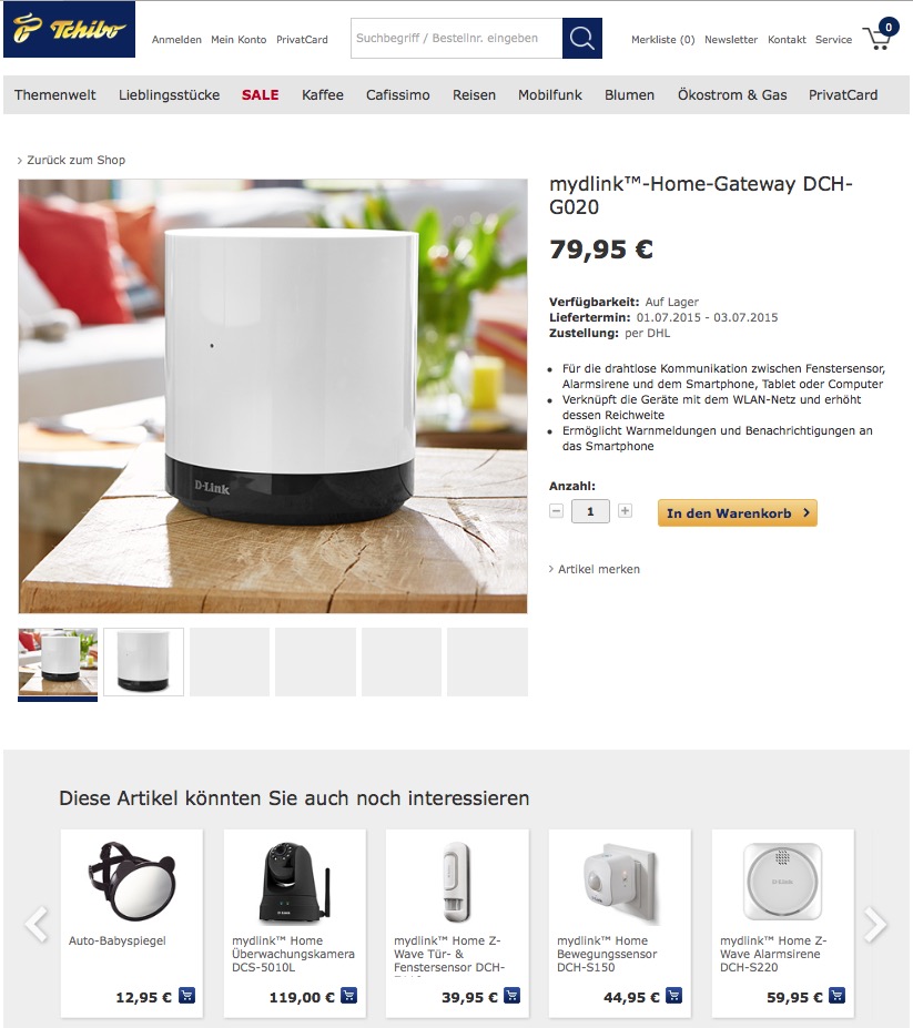 <h1>ZWave Gateway von DLink bei Tchibo</h1> <h2>Nur heisser Kaffee mit Smart-Home war gestern</h2>